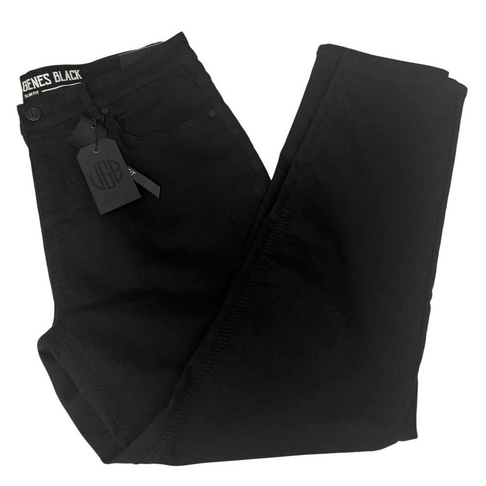 VGB Vintage Genes Black Men's Denim Jeans Black 34W X 30L Slim Fit Stretch New